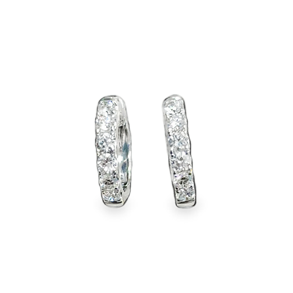 14K White Gold Six-Stone Diamond Hoop Earrings Image 2 Galicia Fine Jewelers Scottsdale, AZ