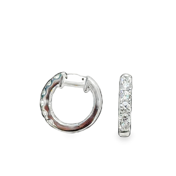 14K White Gold Six-Stone Diamond Hoop Earrings Galicia Fine Jewelers Scottsdale, AZ