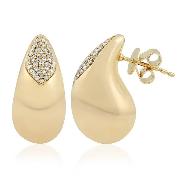 Diamond Puffed Tear Drop Stud Earrings Galicia Fine Jewelers Scottsdale, AZ