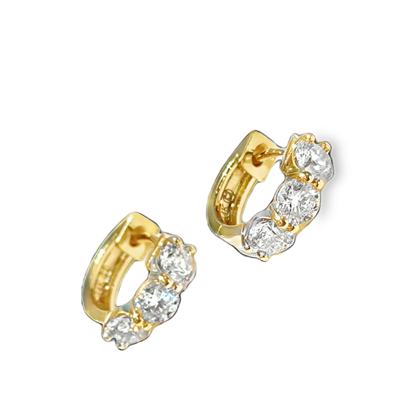 14K Yellow Gold Small Diamond Hoop Earrings 1.69 tcw Image 2 Galicia Fine Jewelers Scottsdale, AZ