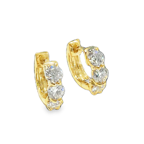 14K Yellow Gold Small Diamond Hoop Earrings 1.69 tcw Galicia Fine Jewelers Scottsdale, AZ