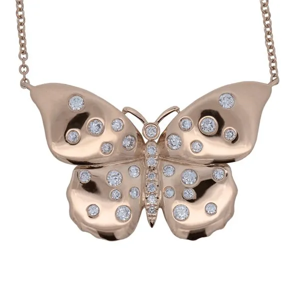 Galicia Custom 14k Yellow Gold Diamond Butterfly Necklace Galicia Fine Jewelers Scottsdale, AZ
