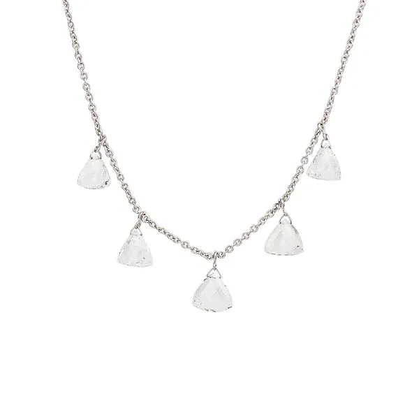 Galicia Custom 18k White Gold Dangling Rose Cut Diamond Necklace Galicia Fine Jewelers Scottsdale, AZ