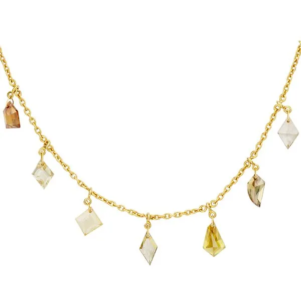 Galicia Custom 18k Yellow Gold Multi-Colored Dangle Diamond Necklace Galicia Fine Jewelers Scottsdale, AZ