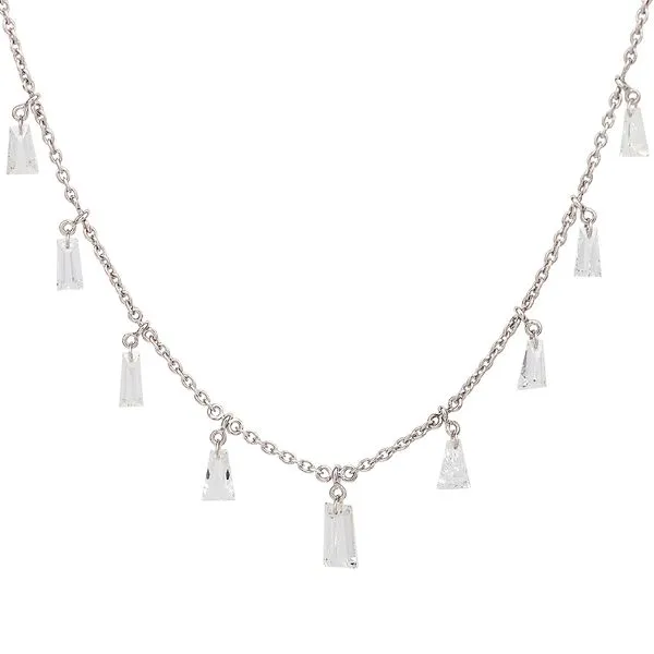 Galicia Custom 18k White Gold Floating Baguette Diamond Necklace Galicia Fine Jewelers Scottsdale, AZ