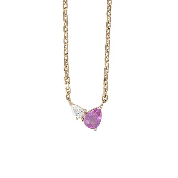 Galicia Custom 14K Yellow Gold Pink Sapphire and Diamond Necklace Galicia Fine Jewelers Scottsdale, AZ