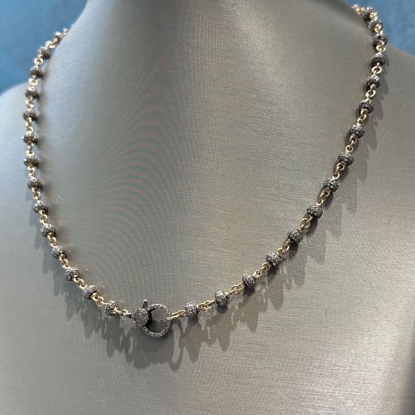 Galicia Custom 18k Two Toned Pave Diamond Bead Necklace Image 2 Galicia Fine Jewelers Scottsdale, AZ