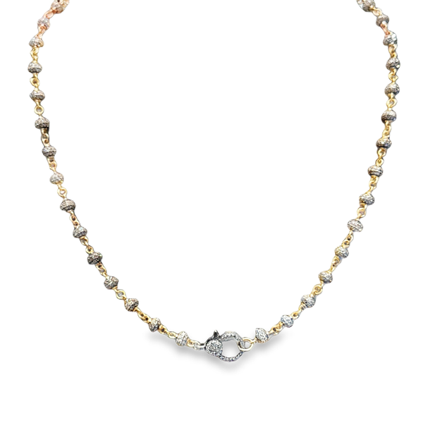 Galicia Custom 18k Two Toned Pave Diamond Bead Necklace Galicia Fine Jewelers Scottsdale, AZ