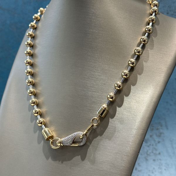 Diamond Ball Necklace with Pave Hook Image 2 Galicia Fine Jewelers Scottsdale, AZ