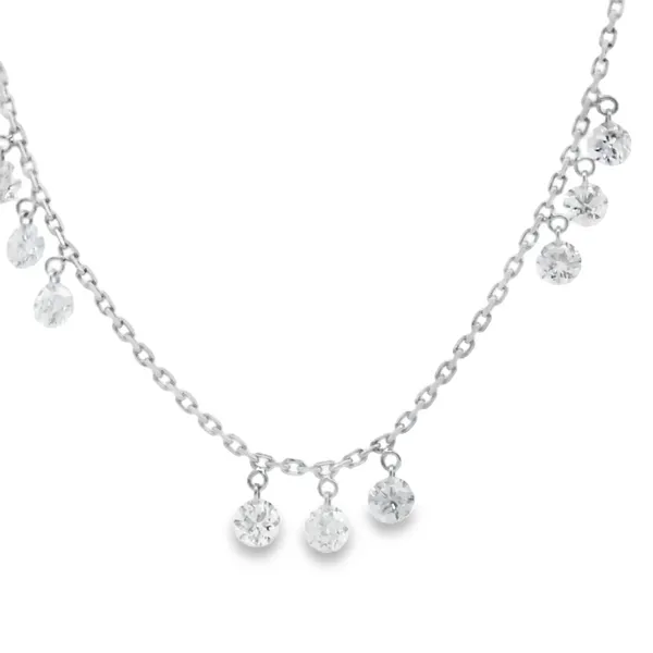 14K White Gold Natural Drilled Diamond Station Necklace Galicia Fine Jewelers Scottsdale, AZ