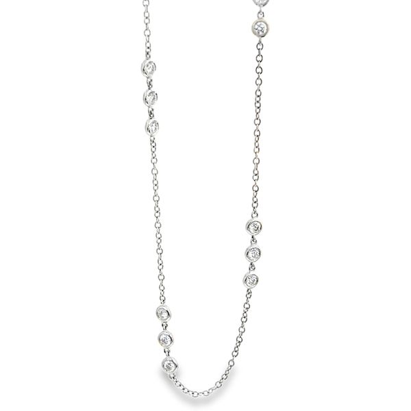 18K White Gold Bezel Set Diamond Station Necklace Image 4 Galicia Fine Jewelers Scottsdale, AZ