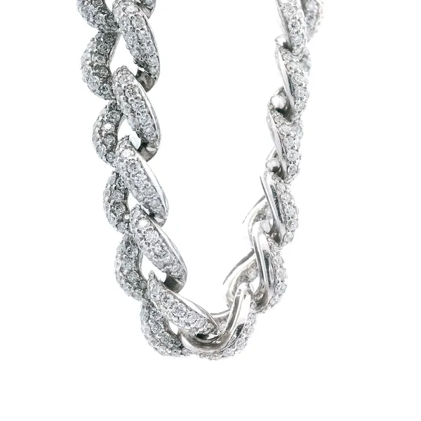 Diamond Pave Curb Necklace in 18K White Gold Galicia Fine Jewelers Scottsdale, AZ