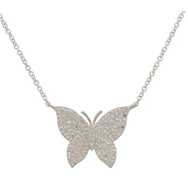 Galicia Custom 14k White Gold Medium Diamond Butterfly Necklace Galicia Fine Jewelers Scottsdale, AZ
