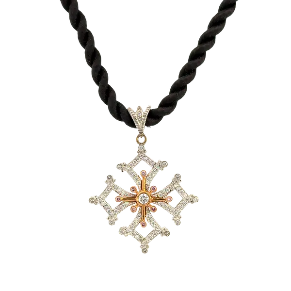 Estate Diamond & Pink Diamond 18K White Gold Necklace Galicia Fine Jewelers Scottsdale, AZ