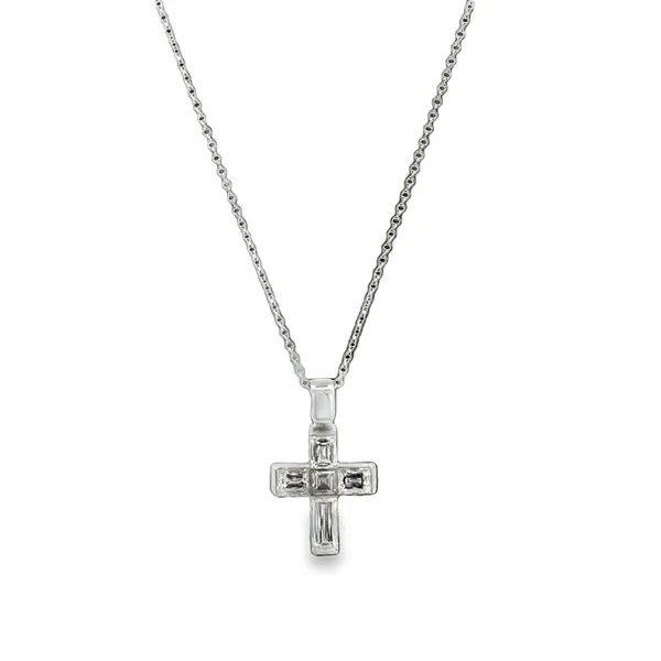 Estate Crisscut/Asscher Diamond 18K White Gold Cross Necklace Galicia Fine Jewelers Scottsdale, AZ