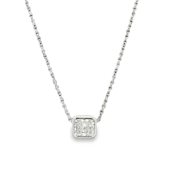 Estate Radiant Diamond 14K White Gold Bezel Necklace Galicia Fine Jewelers Scottsdale, AZ