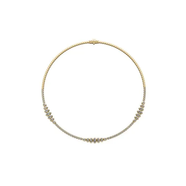 Multi-Graduated Mix-Shape Diamond 14K Yellow Gold Tennis Necklace Galicia Fine Jewelers Scottsdale, AZ
