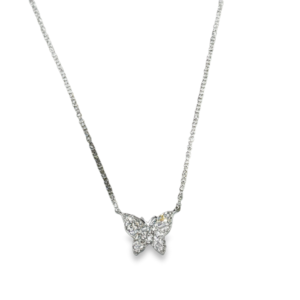 14K White Gold Pave Diamond Small Butterfly Necklace Image 2 Galicia Fine Jewelers Scottsdale, AZ