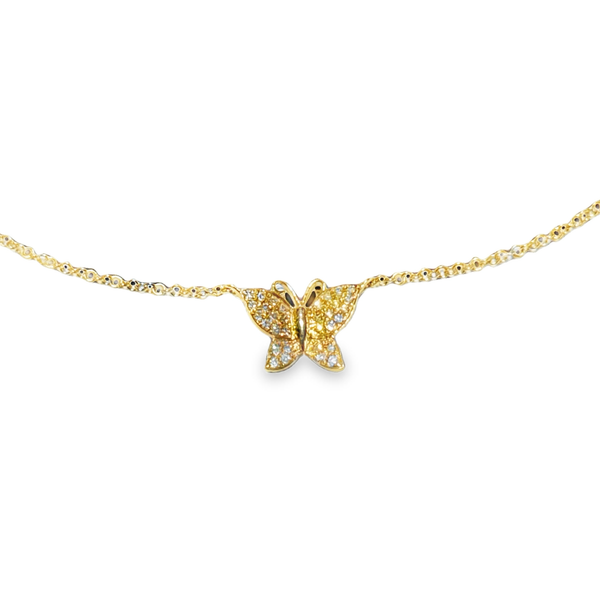 14K Yellow Gold Diamond Baby Butterfly Necklace Galicia Fine Jewelers Scottsdale, AZ