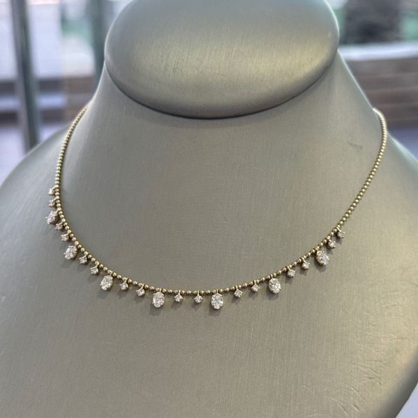 Diamond Drop Beaded 14K Yellow Gold Necklace Image 2 Galicia Fine Jewelers Scottsdale, AZ