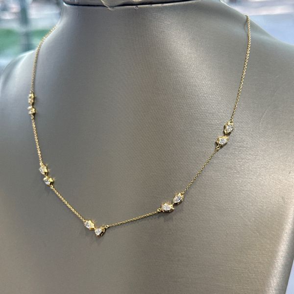 Pear Shaped Diamond 14K Yellow Gold Section Necklace Image 2 Galicia Fine Jewelers Scottsdale, AZ