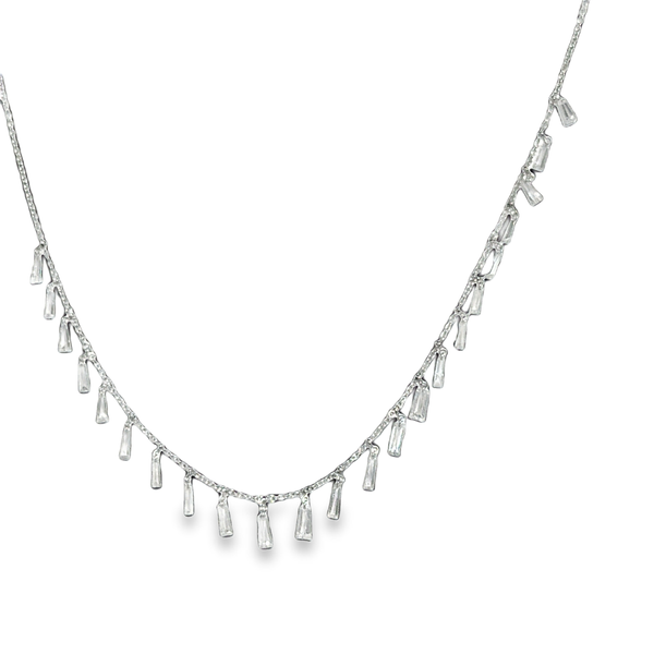 18K White Gold Diamond Baguette Necklace Galicia Fine Jewelers Scottsdale, AZ