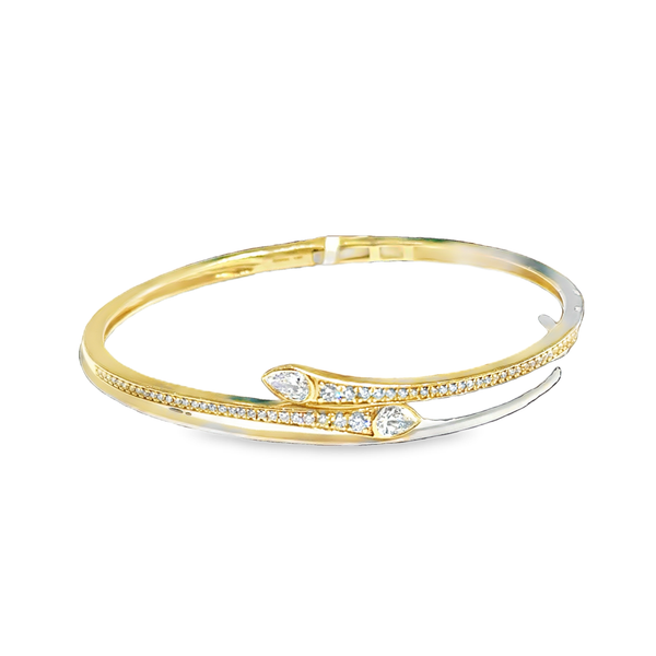 14K Yellow Gold Diamond Bypass Bangle Image 2 Galicia Fine Jewelers Scottsdale, AZ