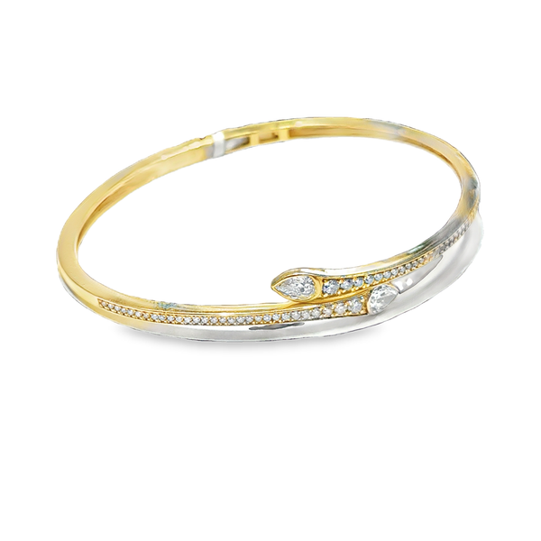 14K Yellow Gold Diamond Bypass Bangle Image 3 Galicia Fine Jewelers Scottsdale, AZ