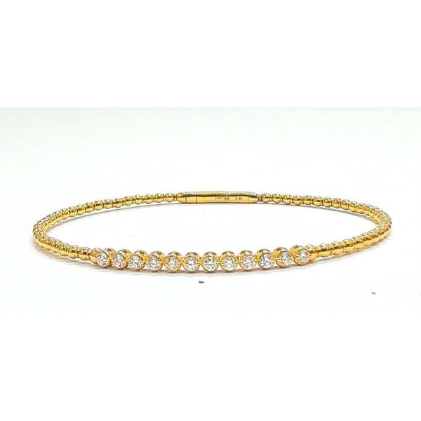 14K Yellow Gold Flexible Diamond Bezel Bangle Bracelet Galicia Fine Jewelers Scottsdale, AZ