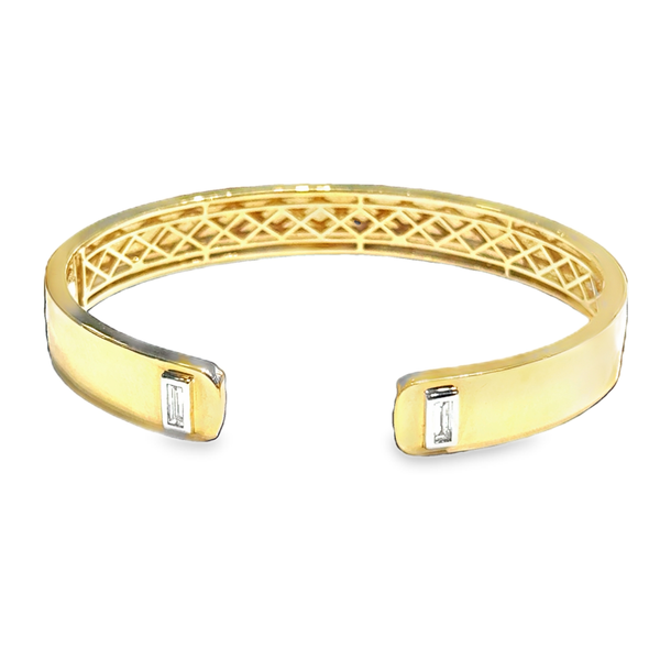 Baguette Diamond 18K Yellow Gold Hinge Bangle Bracelet Galicia Fine Jewelers Scottsdale, AZ