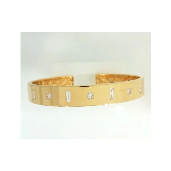 Baguette & Princess Diamond 18K Yellow Gold Hinge Bangle Bracelet Galicia Fine Jewelers Scottsdale, AZ