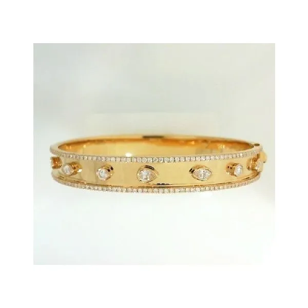 Pear & Marquise Diamond 18K Yellow Gold Hinge Bangle Bracelet Galicia Fine Jewelers Scottsdale, AZ