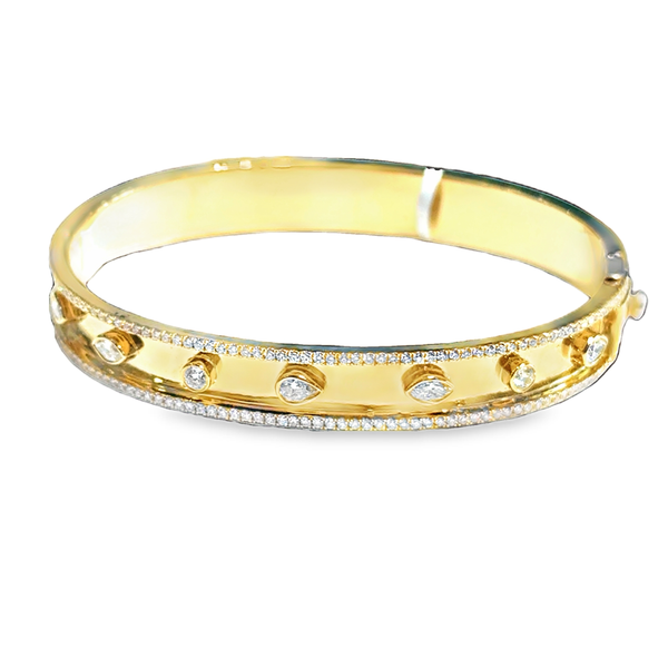Pear & Marquise Diamond 18K Yellow Gold Hinge Bangle Bracelet Galicia Fine Jewelers Scottsdale, AZ