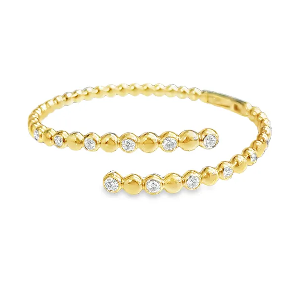 Round Diamond Beaded 18K Yellow Gold Hinge Bangle Bracelet Galicia Fine Jewelers Scottsdale, AZ