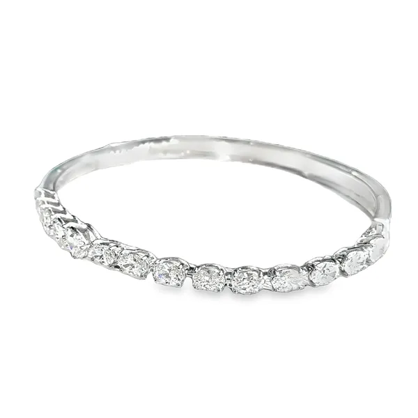Mix Shape Diamond 18K White Gold Hinge Bangle Bracelet Image 2 Galicia Fine Jewelers Scottsdale, AZ