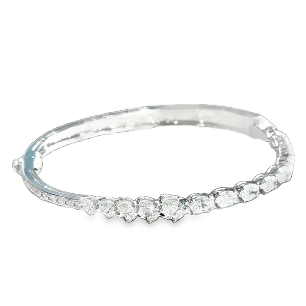 Mix Shape Diamond 18K White Gold Hinge Bangle Bracelet Image 3 Galicia Fine Jewelers Scottsdale, AZ