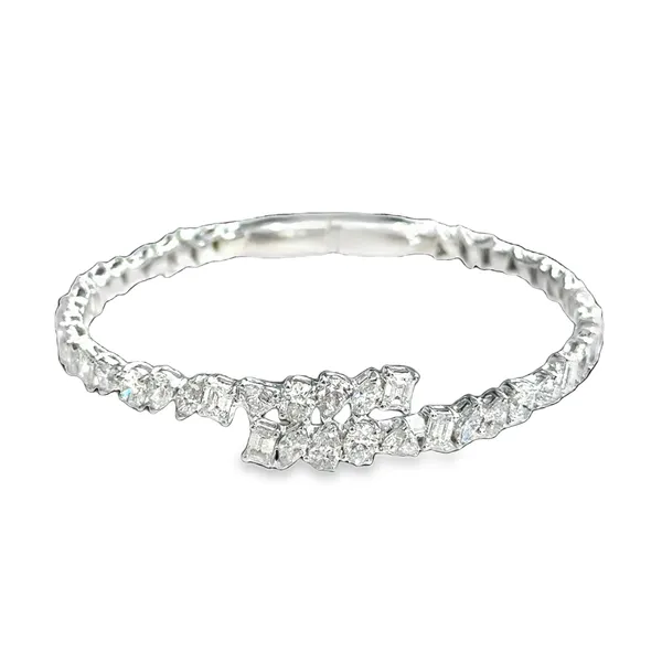 Diamond Bypass 18K White Gold Bangle Bracelet Galicia Fine Jewelers Scottsdale, AZ