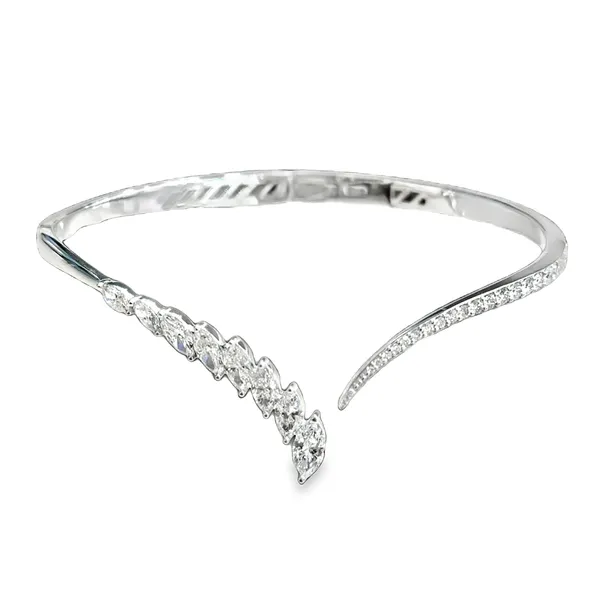 Marquise & Round Diamond 18K White Gold Bangle Bracelet Galicia Fine Jewelers Scottsdale, AZ