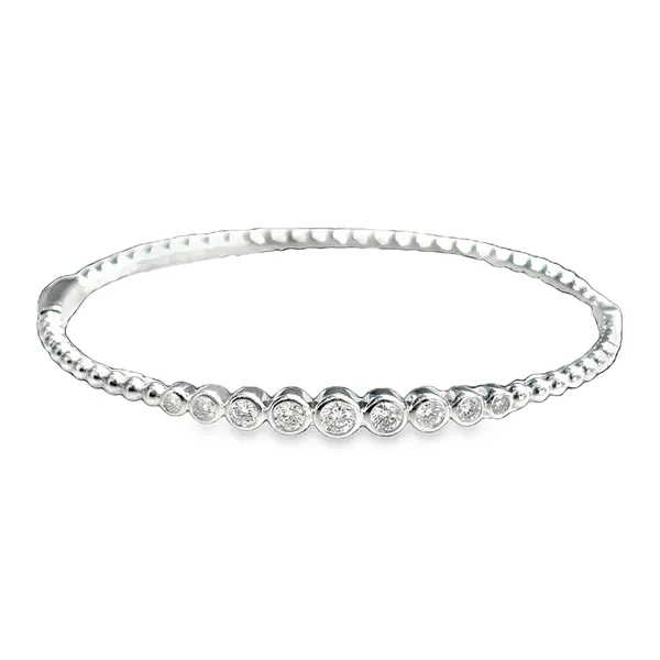 Round Diamond Beaded 18K White Gold Bangle Bracelet Galicia Fine Jewelers Scottsdale, AZ