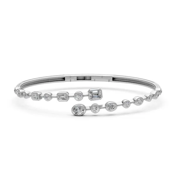 14K White Gold Mix-Shape Diamond Hinge Bangle Bracelet Galicia Fine Jewelers Scottsdale, AZ