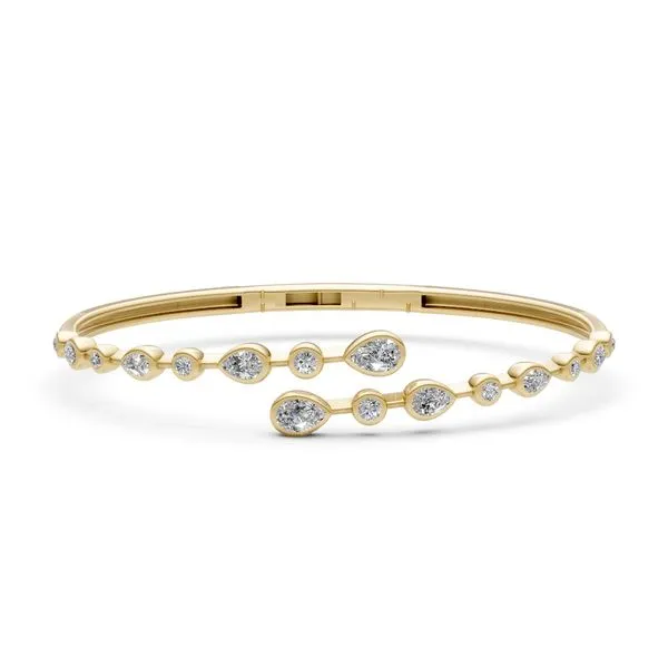 14K Yellow Gold Mix-Shape Diamond Hinge Bangle Bracelet Galicia Fine Jewelers Scottsdale, AZ