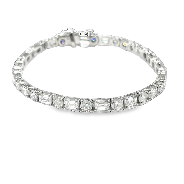 Platinum Emerald & Round Diamond Bracelet Galicia Fine Jewelers Scottsdale, AZ