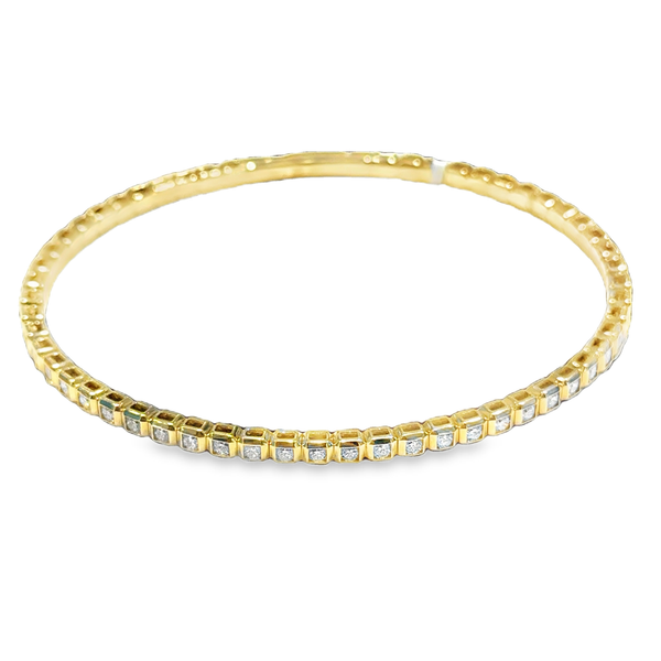 14K Yellow Gold Diamond Square Pattern Flexi Bangle Bracelet Galicia Fine Jewelers Scottsdale, AZ