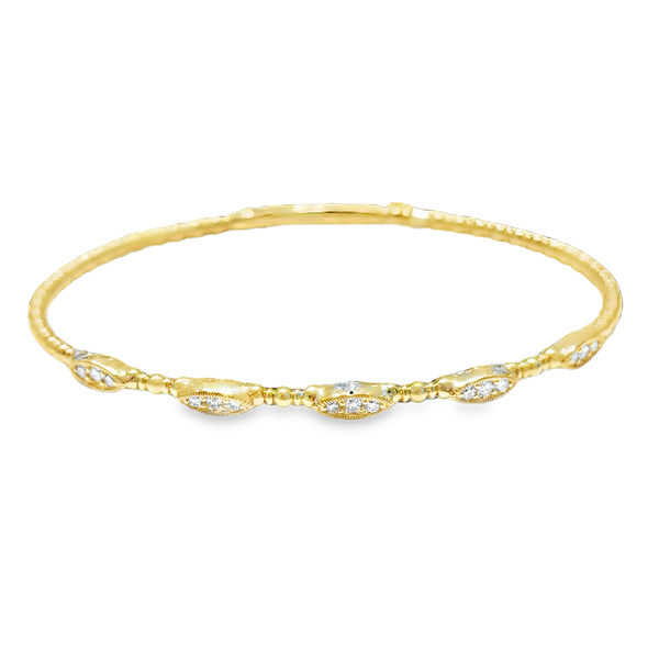 14K Yellow Gold Diamond Marquise Design Flexi Bangle Bracelet Galicia Fine Jewelers Scottsdale, AZ
