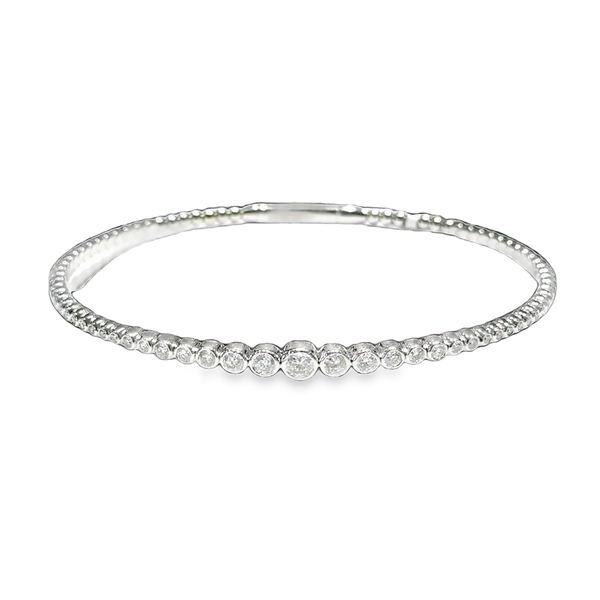 14K White Gold Graduating Diamond Bezel Set Flexi Bangle Bracelet Galicia Fine Jewelers Scottsdale, AZ