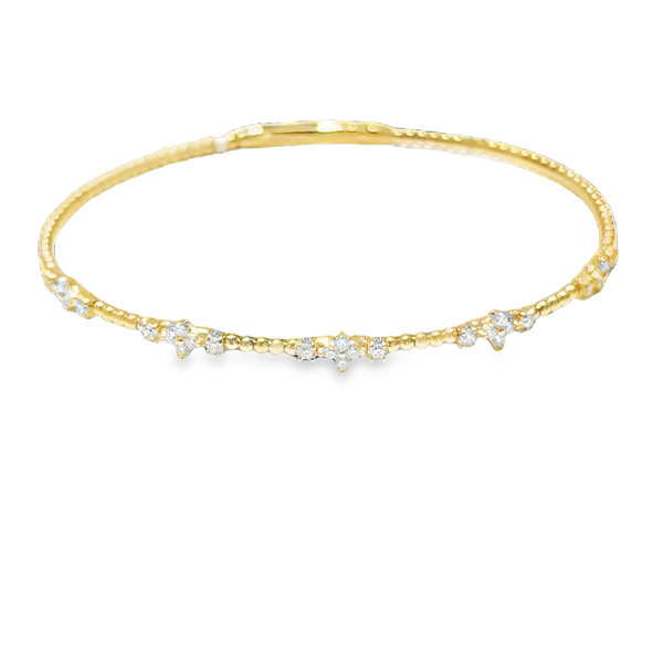 14K Yellow Gold Diamond Cluster Flexi Bangle Bracelet Galicia Fine Jewelers Scottsdale, AZ