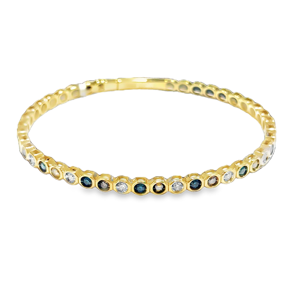 Brown, Blue & White Diamond Bezel Set Flexi Bangle Bracelet Galicia Fine Jewelers Scottsdale, AZ