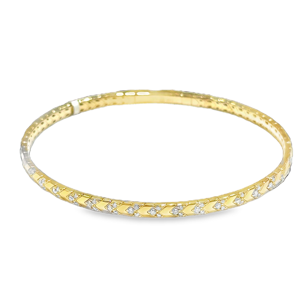14K Yellow Gold Diamond Chevron Pattern Flexi Bangle Bracelet Galicia Fine Jewelers Scottsdale, AZ