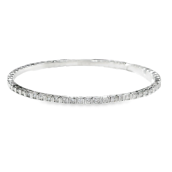 14K White Gold Diamond Square Pattern Flexi Bangle Bracelet Galicia Fine Jewelers Scottsdale, AZ