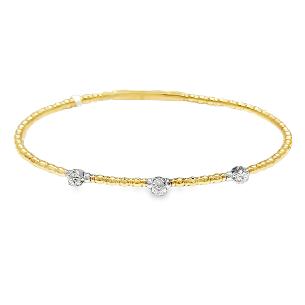 14K Yellow Gold 3-Diamond Prong Set Flexi Bangle Bracelet Galicia Fine Jewelers Scottsdale, AZ